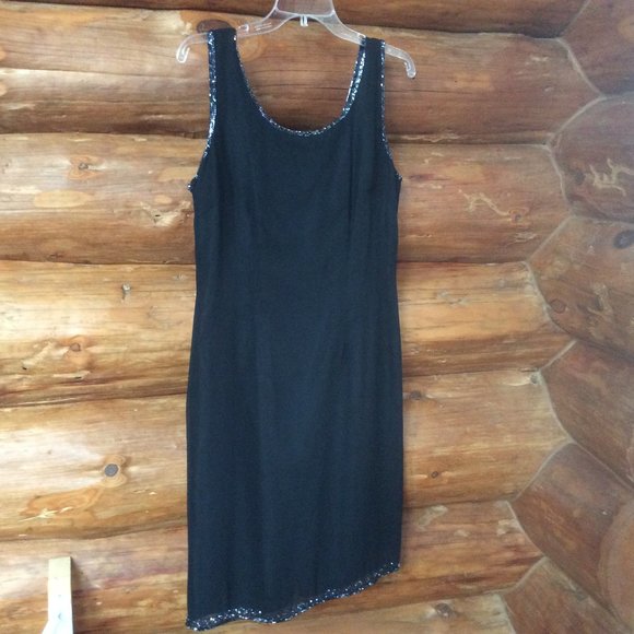 Scala Black Sleeveless Beaded Scoop Neck Cocktail Classic Party Dress Size XL - Picture 1 of 5